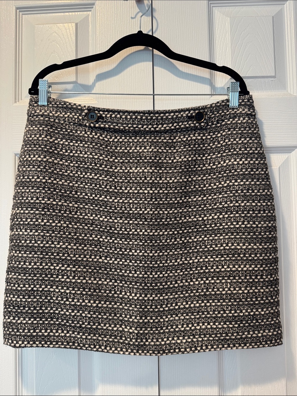 LOFT Black and White Tweed Mini Skirt